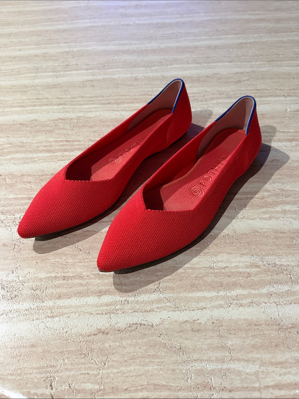 Rothy's Red Pointed-Toe Knit Flats